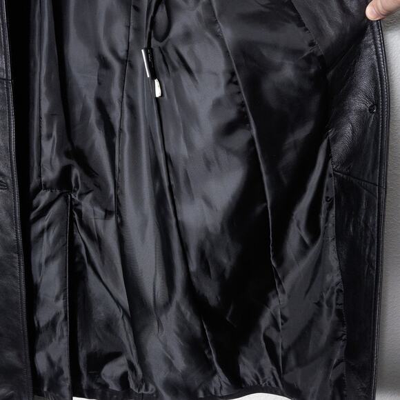 Tibor Leathers Women’s Trench Coat Mob Wife Biker Noir Black Genuine Leather M - Picture 12 of 16